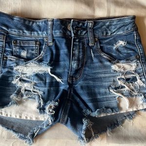 American Eagle Hi-Rise Shortie  super stretch Jean Shorts. Size 4